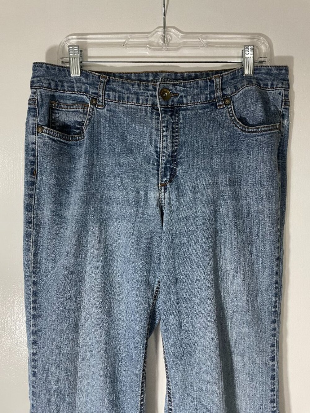 Ruff Hewn Women’s Wide Leg Jeans Size 14 Mid Rise Medium Wash Stretch Excellent